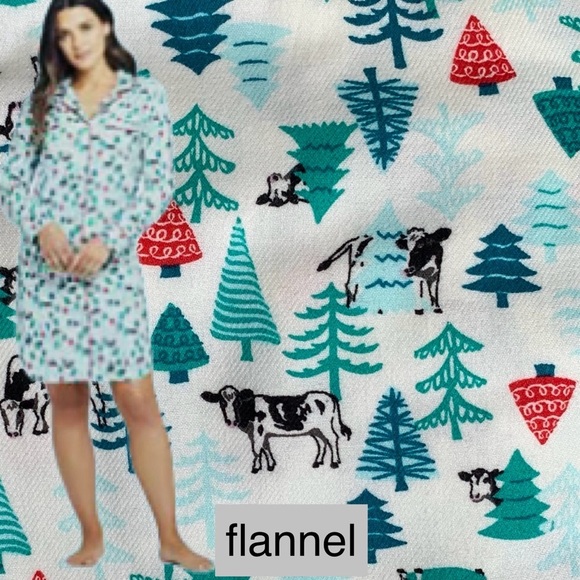 Lands' End Other - LANDSEND Women's Tall Long Sleeve 100% Cotton Flannel Nightshirt